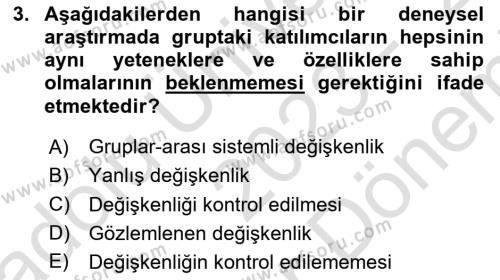 Uluslararası İlişkilerde Araştırma Yöntemleri Dersi 2023 - 2024 Yılı (Final) Dönem Sonu Sınavı 3. Soru