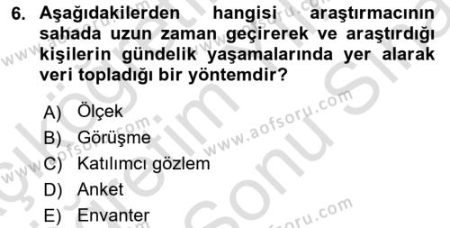 Uluslararası İlişkilerde Araştırma Yöntemleri Dersi 2023 - 2024 Yılı (Final) Dönem Sonu Sınavı 6. Soru