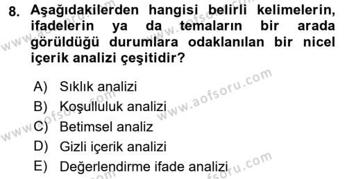 Uluslararası İlişkilerde Araştırma Yöntemleri Dersi 2023 - 2024 Yılı (Final) Dönem Sonu Sınavı 8. Soru