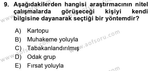 Uluslararası İlişkilerde Araştırma Yöntemleri Dersi 2023 - 2024 Yılı (Final) Dönem Sonu Sınavı 9. Soru