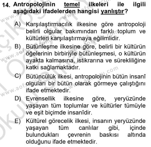 Gastronominin Temelleri Dersi 2020 - 2021 Yılı Yaz Okulu Sınavı 14. Soru