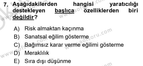 Gastronominin Temelleri Dersi 2020 - 2021 Yılı Yaz Okulu Sınavı 7. Soru