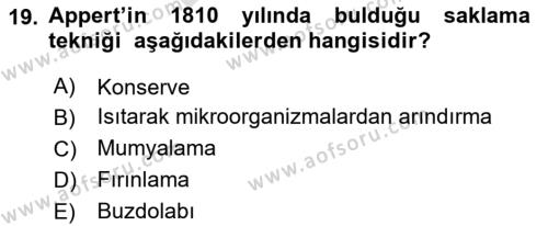 Gastronomi Tarihi Dersi 2023 - 2024 Yılı (Final) Dönem Sonu Sınavı 19. Soru