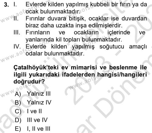 Gastronomi Tarihi Dersi 2023 - 2024 Yılı (Final) Dönem Sonu Sınavı 3. Soru