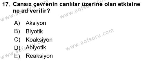 Gastronomi Ve Sürdürülebilirlik Dersi 2020 - 2021 Yılı Yaz Okulu Sınavı 17. Soru