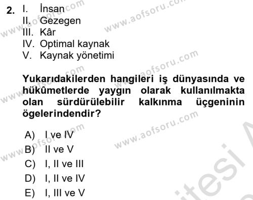 Gastronomi Ve Sürdürülebilirlik Dersi 2020 - 2021 Yılı Yaz Okulu Sınavı 2. Soru