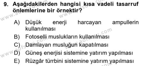 Gastronomi Ve Sürdürülebilirlik Dersi 2020 - 2021 Yılı Yaz Okulu Sınavı 9. Soru