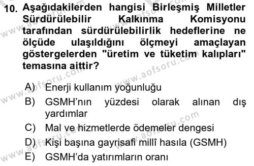 Gastronomi Ve Sürdürülebilirlik Dersi 2021 - 2022 Yılı (Vize) Ara Sınavı 10. Soru