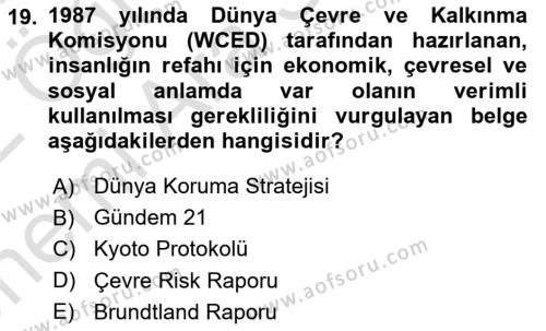 Gastronomi Ve Sürdürülebilirlik Dersi 2021 - 2022 Yılı (Vize) Ara Sınavı 19. Soru