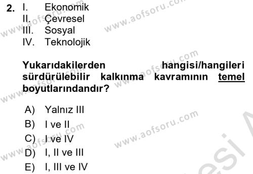 Gastronomi Ve Sürdürülebilirlik Dersi 2021 - 2022 Yılı (Vize) Ara Sınavı 2. Soru