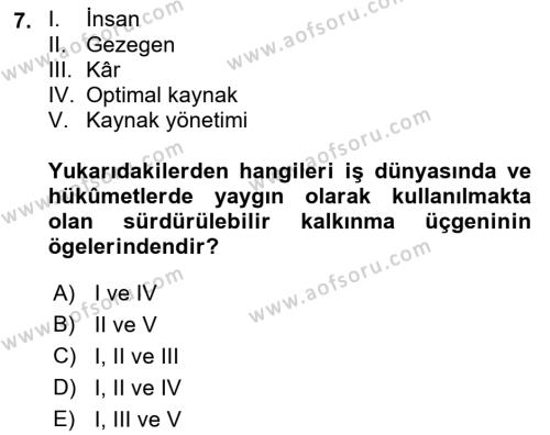 Gastronomi Ve Sürdürülebilirlik Dersi 2021 - 2022 Yılı (Vize) Ara Sınavı 7. Soru