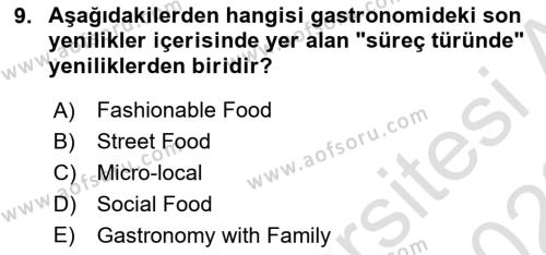 Gastronomi Ve Sürdürülebilirlik Dersi 2021 - 2022 Yılı (Vize) Ara Sınavı 9. Soru