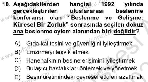 Gastronomi Ve Sürdürülebilirlik Dersi 2021 - 2022 Yılı (Final) Dönem Sonu Sınavı 10. Soru