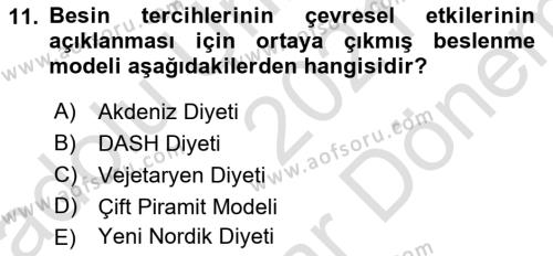 Gastronomi Ve Sürdürülebilirlik Dersi 2021 - 2022 Yılı (Final) Dönem Sonu Sınavı 11. Soru