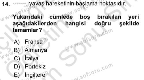 Gastronomi Ve Sürdürülebilirlik Dersi 2021 - 2022 Yılı (Final) Dönem Sonu Sınavı 14. Soru