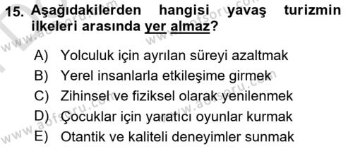 Gastronomi Ve Sürdürülebilirlik Dersi 2021 - 2022 Yılı (Final) Dönem Sonu Sınavı 15. Soru