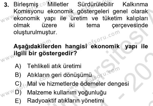 Gastronomi Ve Sürdürülebilirlik Dersi 2021 - 2022 Yılı (Final) Dönem Sonu Sınavı 3. Soru