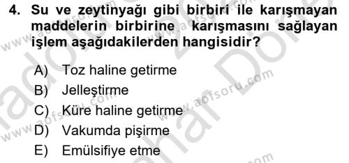 Gastronomi Ve Sürdürülebilirlik Dersi 2021 - 2022 Yılı (Final) Dönem Sonu Sınavı 4. Soru