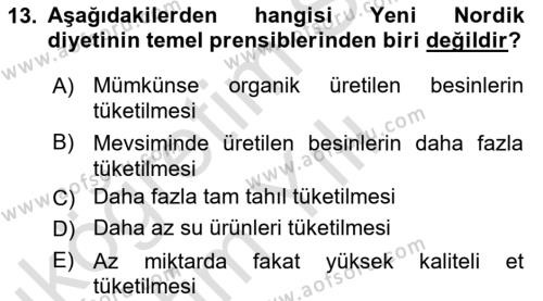 Gastronomi Ve Sürdürülebilirlik Dersi 2021 - 2022 Yılı Yaz Okulu Sınavı 13. Soru