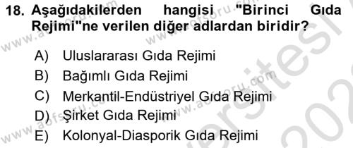 Gastronomi Ve Sürdürülebilirlik Dersi 2021 - 2022 Yılı Yaz Okulu Sınavı 18. Soru