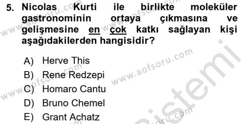 Gastronomi Ve Sürdürülebilirlik Dersi 2021 - 2022 Yılı Yaz Okulu Sınavı 5. Soru