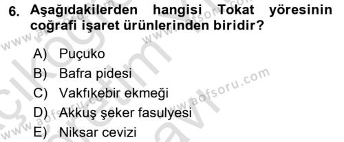 Gastronomi Ve Sürdürülebilirlik Dersi 2021 - 2022 Yılı Yaz Okulu Sınavı 6. Soru