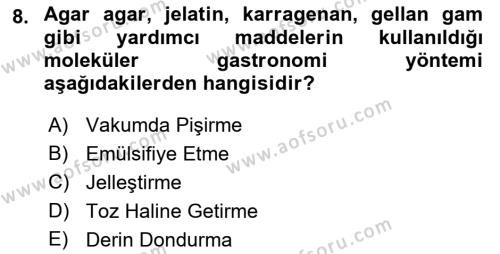 Gastronomi Ve Sürdürülebilirlik Dersi 2021 - 2022 Yılı Yaz Okulu Sınavı 8. Soru