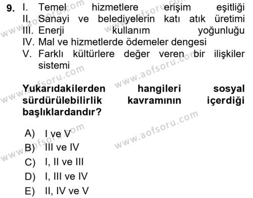 Gastronomi Ve Sürdürülebilirlik Dersi 2021 - 2022 Yılı Yaz Okulu Sınavı 9. Soru