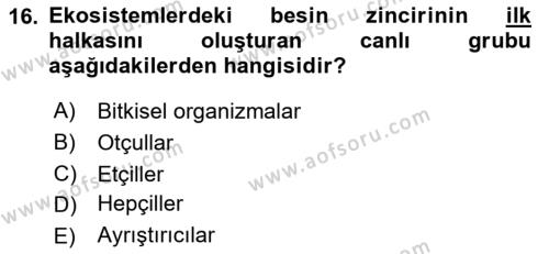 Gastronomi Ve Sürdürülebilirlik Dersi 2022 - 2023 Yılı Yaz Okulu Sınavı 16. Soru