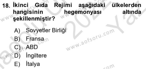 Gastronomi Ve Sürdürülebilirlik Dersi 2022 - 2023 Yılı Yaz Okulu Sınavı 18. Soru