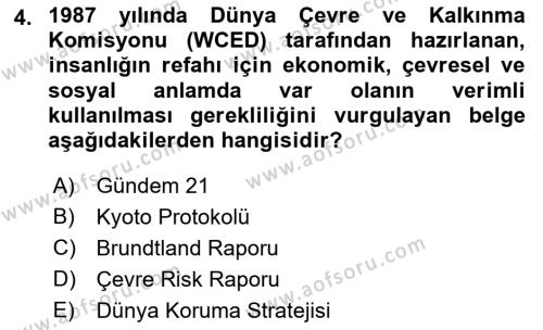 Gastronomi Ve Sürdürülebilirlik Dersi 2022 - 2023 Yılı Yaz Okulu Sınavı 4. Soru