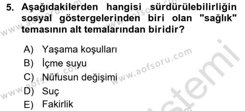 Gastronomi Ve Sürdürülebilirlik Dersi 2022 - 2023 Yılı Yaz Okulu Sınavı 5. Soru