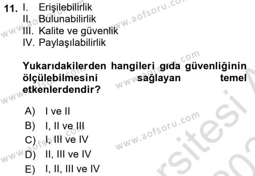 Gastronomi Ve Sürdürülebilirlik Dersi 2023 - 2024 Yılı (Final) Dönem Sonu Sınavı 11. Soru