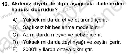 Gastronomi Ve Sürdürülebilirlik Dersi 2023 - 2024 Yılı (Final) Dönem Sonu Sınavı 12. Soru