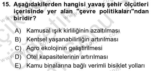 Gastronomi Ve Sürdürülebilirlik Dersi 2023 - 2024 Yılı (Final) Dönem Sonu Sınavı 15. Soru