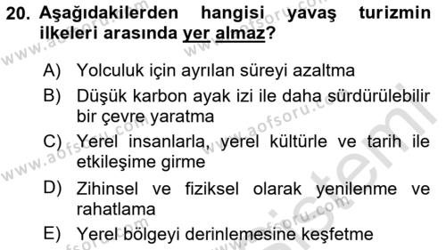 Gastronomi Ve Sürdürülebilirlik Dersi 2023 - 2024 Yılı (Final) Dönem Sonu Sınavı 20. Soru