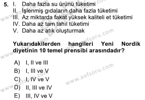 Gastronomi Ve Sürdürülebilirlik Dersi 2023 - 2024 Yılı (Final) Dönem Sonu Sınavı 5. Soru