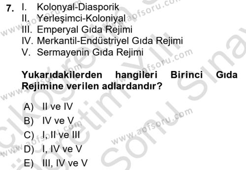 Gastronomi Ve Sürdürülebilirlik Dersi 2023 - 2024 Yılı (Final) Dönem Sonu Sınavı 7. Soru