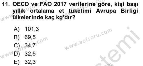 Yemek Sosyolojisi Dersi 2020 - 2021 Yılı Yaz Okulu Sınavı 11. Soru