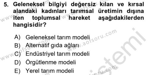 Yemek Sosyolojisi Dersi 2020 - 2021 Yılı Yaz Okulu Sınavı 5. Soru