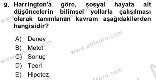 Yemek Sosyolojisi Dersi 2021 - 2022 Yılı (Vize) Ara Sınavı 9. Soru