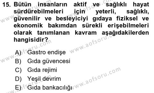 Yemek Sosyolojisi Dersi 2023 - 2024 Yılı (Final) Dönem Sonu Sınavı 15. Soru