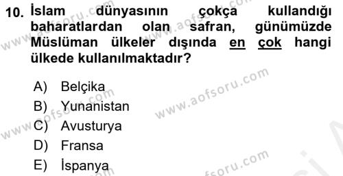 Türk Mutfak Kültürü Dersi 2017 - 2018 Yılı 3 Ders Sınavı 10. Soru