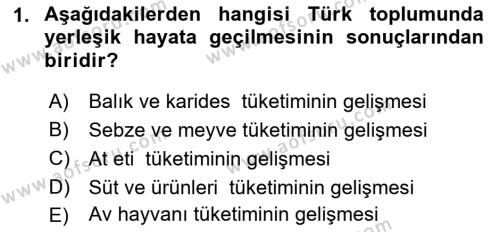 Osmanlı Mutfağı Dersi 2021 - 2022 Yılı (Vize) Ara Sınavı 1. Soru