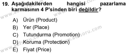 Menü Yönetimi Dersi 2021 - 2022 Yılı (Vize) Ara Sınavı 19. Soru