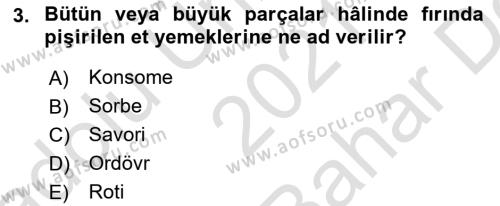 Menü Yönetimi Dersi 2021 - 2022 Yılı (Vize) Ara Sınavı 3. Soru