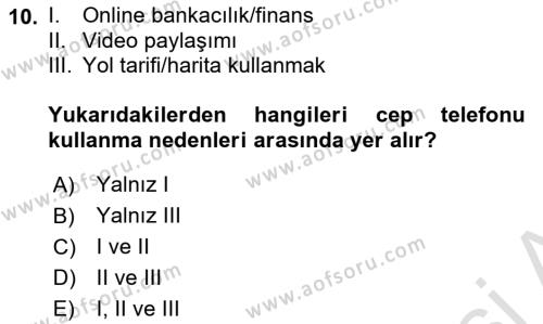 Temel Bilgi Teknolojileri 1 Dersi 2019 - 2020 Yılı (Final) Dönem Sonu Sınavı 10. Soru