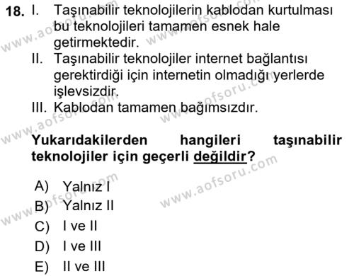 Temel Bilgi Teknolojileri 1 Dersi 2019 - 2020 Yılı (Final) Dönem Sonu Sınavı 18. Soru