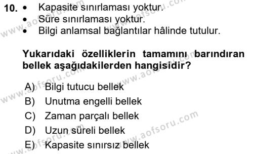 Temel Bilgi Teknolojileri 1 Dersi 2021 - 2022 Yılı (Vize) Ara Sınavı 10. Soru