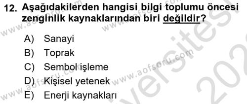 Temel Bilgi Teknolojileri 1 Dersi 2021 - 2022 Yılı (Vize) Ara Sınavı 12. Soru